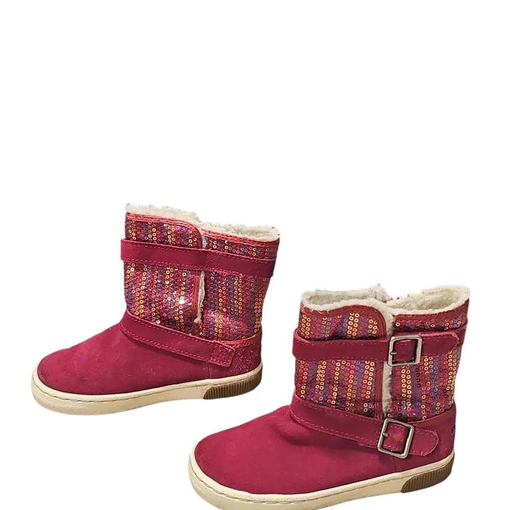 Stride Rite Pink Boots w/Sequins & Buckles